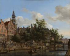 Vue de Oudezijds Voorburgwal avec la Oude Kerk à Amsterdam (Jan van der Heyden) - Muzeo.com