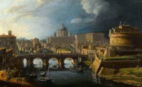 Vue du Tibre au château Saint-Ange (Gaspard van Wittel) - Muzeo.com