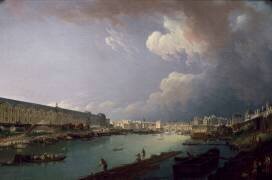 Vue perspective des quais de la Seine, prise du pont Royal, à Paris (Pierre-Antoine Demachy) - Muzeo.com