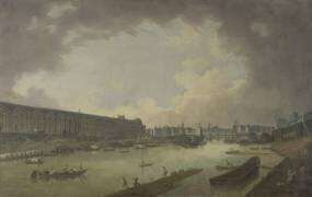 Vue sur le Pont Neuf et les Galeries du Louvre depuis le Pont Royal (Pierre-Antoine Demachy) - Muzeo.com