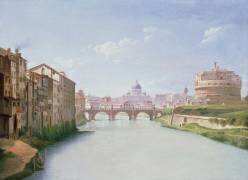 Vue sur le Ponte et Castel Sant'Angelo à Rome (Christoffer Wilhelm Eckersberg) - Muzeo.com