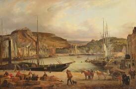 Vue sur le port de commerce de Cherbourg (Theodore Deslinieres) - Muzeo.com