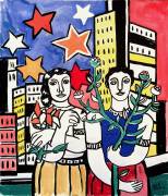 Deux personnages, fleurs et étoiles (Fernand Léger) - Muzeo.com