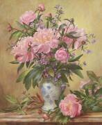 Vase de pivoines et de cloches de Canterbury (Albert Williams) - Muzeo.com