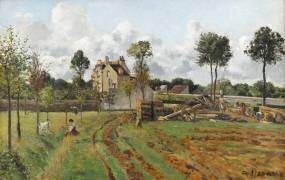 Allée de la Tour-du-Jongleur et maison de M. Musy, Louveciennes (Camille Pissarro) - Muzeo.com