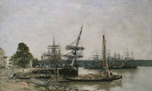 Amarrages de bateaux sur la Garonne (Eugène Boudin) - Muzeo.com