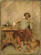 Au cabaret, un reître et Sloughy, le lévrier du peintre (Jean-Louis-Ernest Meissonier) - Muzeo.com