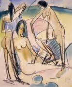 Baigneuses sur la Rive, à Fehmarn (Ernst Ludwig Kirchner) - Muzeo.com