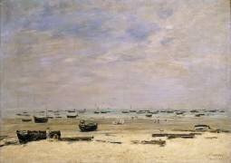 Barges fluviales à marée basse (Eugène Boudin) - Muzeo.com