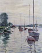 Bateaux ancrés sur la Seine (Gustave Caillebotte) - Muzeo.com