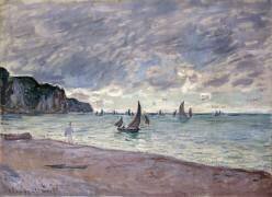 Bateaux de pêche devant la plage et les falaises de Pourville (Claude Monet) - Muzeo.com