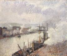 Bateaux à vapeur dans le port de Rouen (Camille Pissarro) - Muzeo.com