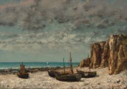 Bateaux sur une plage, Etretat (Gustave Courbet) - Muzeo.com