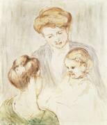 Bébé souriant avec deux filles (Mary Cassatt) - Muzeo.com
