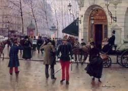 Boulevard des Capucines and Théâtre du Vaudeville (Jean Béraud) - Muzeo.com