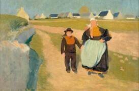 Breton et Bretonne dans un paysage (Robert Delaunay) - Muzeo.com