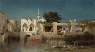 Café à Adalia, dit Habitations turques prés d'Adalia (Charles de Tournemine) - Muzeo.com