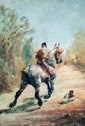 Cavalier au trot avec un petit chien (Henri de Toulouse-Lautrec) - Muzeo.com