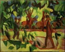 Cavaliers et marcheurs dans l'avenue (August Macke) - Muzeo.com