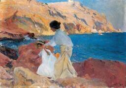 Clotilde et Elena sur les rochers (Joaquin Sorolla y Bastida) - Muzeo.com