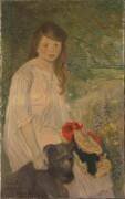 Colette sur fond de jardin (1888-1969), fille de l'artiste (Théophile Alexandre Steinlen) - Muzeo.com