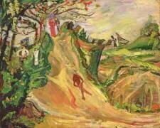 Colline avec un homme sur la route (Chaïm Soutine) - Muzeo.com