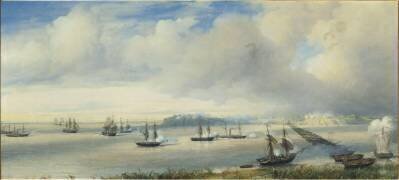 Combat naval devant Punto Obligado le 20 novembre 1845 (François Pierre Bernard Barry) - Muzeo.com