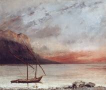 Coucher de soleil sur le lac Léman (Gustave Courbet) - Muzeo.com
