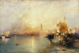 Coucher de soleil, Venise : Santa Maria et le Palais Ducal (Thomas Moran) - Muzeo.com