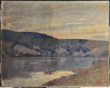 Crépuscule sur la Seine, côteaux de Dieppedalle (Joseph Delattre) - Muzeo.com