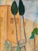 Cyprès et maison (Amedeo Modigliani) - Muzeo.com