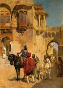 Departure for the Hunt in the Forecourt of a Palace of Jodhpore (Edwin Lord Weeks) - Muzeo.com