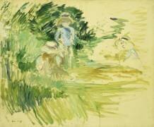 Des enfants au bord d'un lac (Berthe Morisot) - Muzeo.com