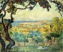 Deux enfants dans un paysage côtier (Henri Lebasque) - Muzeo.com