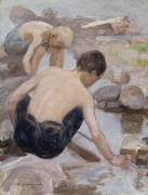 Deux garçons sur le rivage (Pekka Halonen) - Muzeo.com