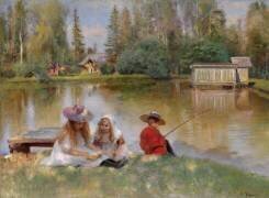 Enfants au bord du lac (Constantin Makovski) - Muzeo.com