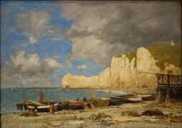 Etretat, la falaise Amont (Eugène Boudin) - Muzeo.com