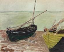 Étude de bateaux à la plage d'Etretat (Claude Monet) - Muzeo.com