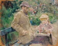 Eugène Manet (1833-1892) avec sa Fille à Bougival (Berthe Morisot) - Muzeo.com