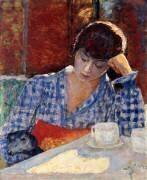 Femme appuyée sur son coude avec un chien et une nature morte (Pierre Bonnard) - Muzeo.com
