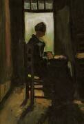 Femme assise devant une porte ouverte (Vincent van Gogh) - Muzeo.com