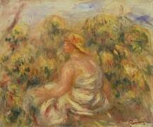 Femme avec un chapeau dans un paysage (Auguste Renoir) - Muzeo.com