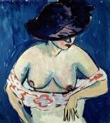 Femme à moitié nue portant un chapeau (Ernst Ludwig Kirchner) - Muzeo.com