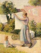 Femme étendant du linge (Camille Pissarro) - Muzeo.com