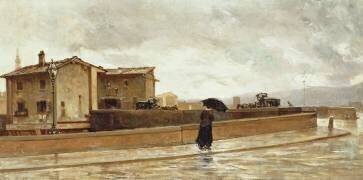 Femme marchant sur un pont (Odoardo Borrani) - Muzeo.com