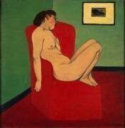 Femme nue assise dans un fauteuil rouge (Félix Vallotton) - Muzeo.com