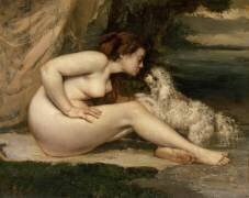 Femme nue au chien (Gustave Courbet) - Muzeo.com
