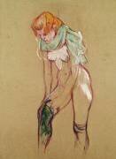 Femme qui tire son bas (Henri de Toulouse-Lautrec) - Muzeo.com