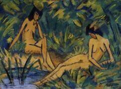 Femmes assises près de l'eau (Otto Mueller) - Muzeo.com