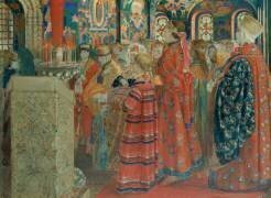 Femmes russes du XVIIe siècle à l'église (Andrei Petrovich Ryabushkin) - Muzeo.com